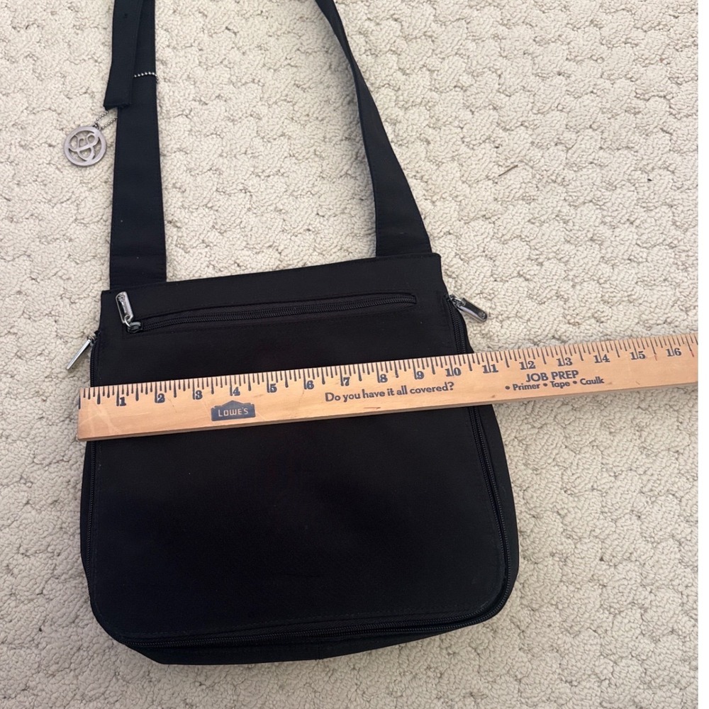 Frankie & Johnnie Black Crossbody Messenger Bag Organizer Multi-Pocket Adjustble